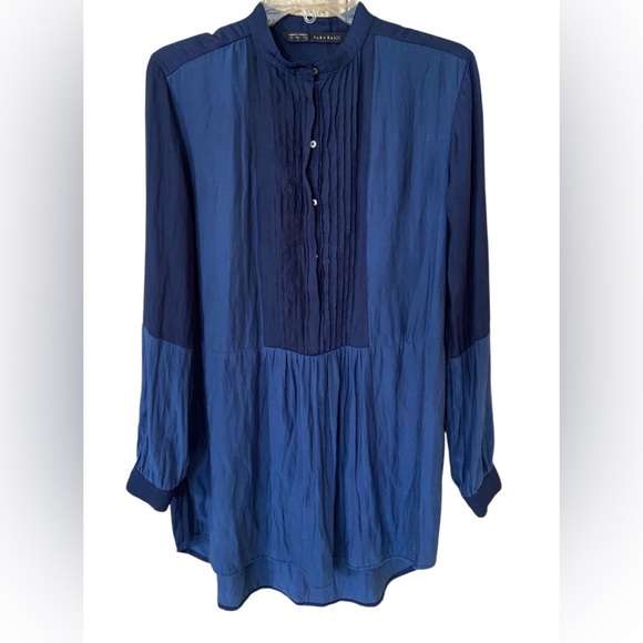 Zara Basic two tone blue tunic top size S - Picture 1 of 4